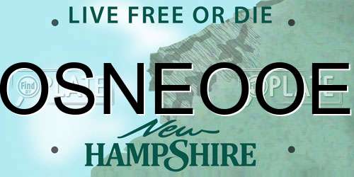 OSNEOOE New Hampshire License Plate