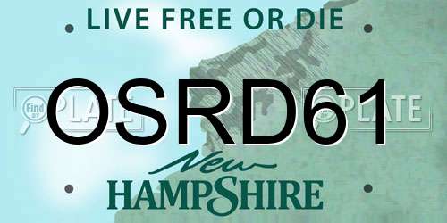 OSRD61 New Hampshire License Plate
