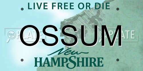 OSSUM New Hampshire License Plate