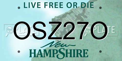 OSZ27O New Hampshire License Plate