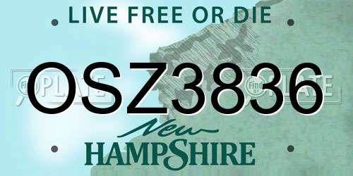 OSZ3836 New Hampshire License Plate