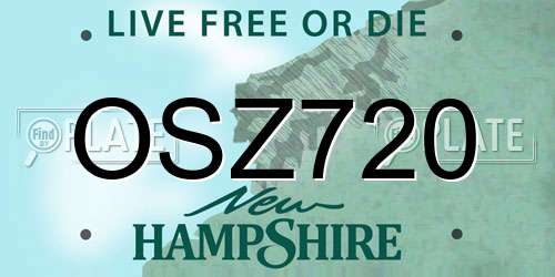OSZ720 New Hampshire License Plate