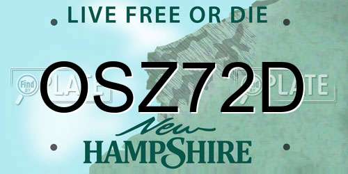 OSZ72D New Hampshire License Plate