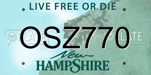 OSZ770 New Hampshire License Plate