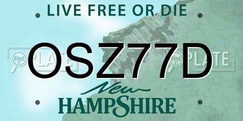 OSZ77D New Hampshire License Plate