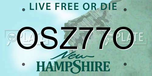 OSZ77O New Hampshire License Plate