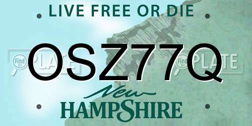 OSZ77Q New Hampshire License Plate