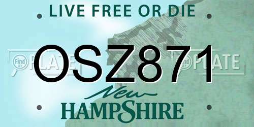 OSZ871 New Hampshire License Plate