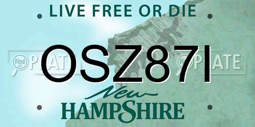 OSZ87I New Hampshire License Plate