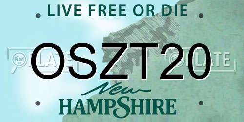 OSZT20 New Hampshire License Plate