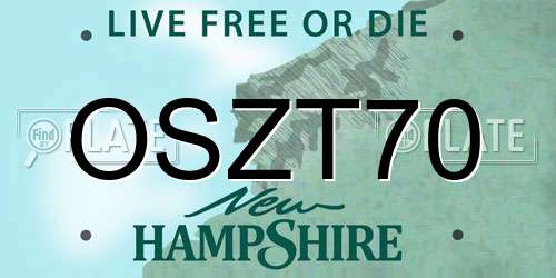 OSZT70 New Hampshire License Plate