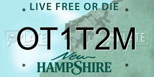 OT1T2M New Hampshire License Plate