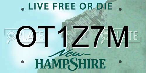 OT1Z7M New Hampshire License Plate
