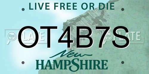 OT4B7S New Hampshire License Plate