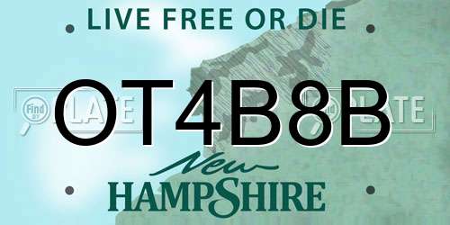 OT4B8B New Hampshire License Plate