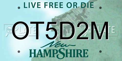 OT5D2M New Hampshire License Plate