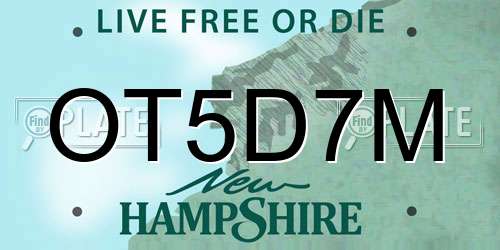 OT5D7M New Hampshire License Plate