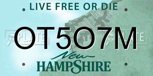 OT5O7M New Hampshire License Plate