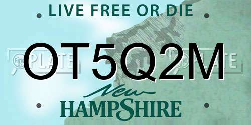 OT5Q2M New Hampshire License Plate