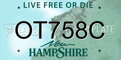 OT758C New Hampshire License Plate