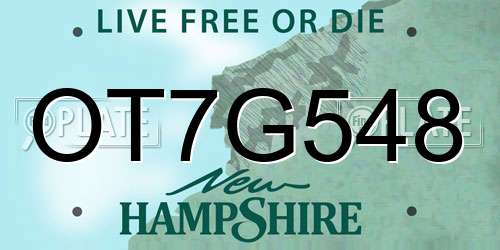 OT7G548 New Hampshire License Plate