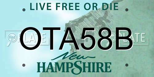 OTA58B New Hampshire License Plate