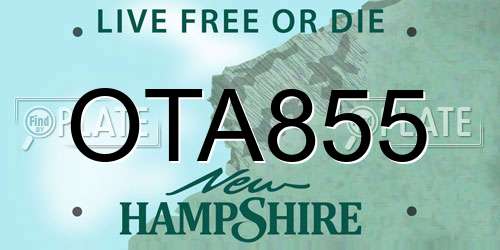 OTA855 New Hampshire License Plate