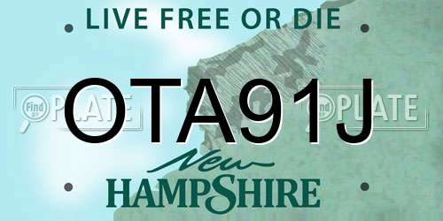 OTA91J New Hampshire License Plate