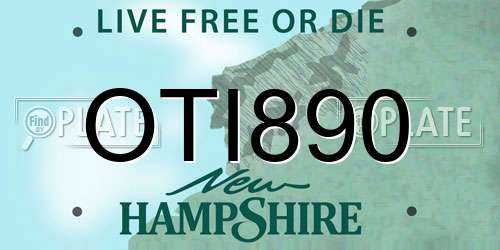 OTI890 New Hampshire License Plate