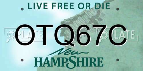 OTQ67C New Hampshire License Plate