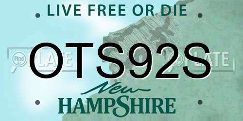 OTS92S New Hampshire License Plate