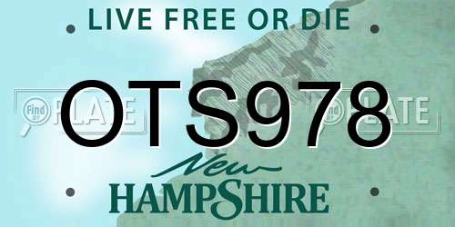 OTS978 New Hampshire License Plate