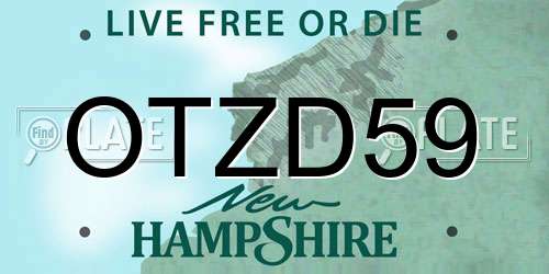OTZD59 New Hampshire License Plate