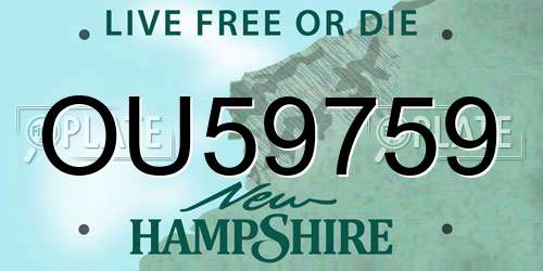 OU59759 New Hampshire License Plate