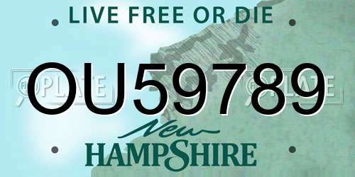 OU59789 New Hampshire License Plate