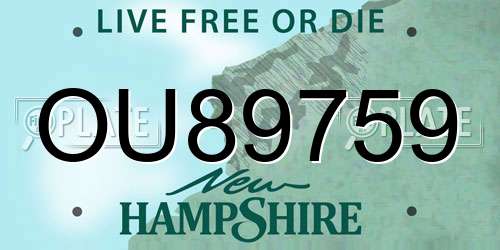 OU89759 New Hampshire License Plate