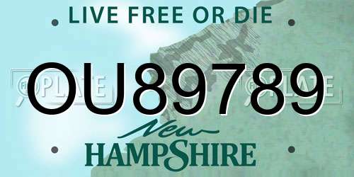 OU89789 New Hampshire License Plate