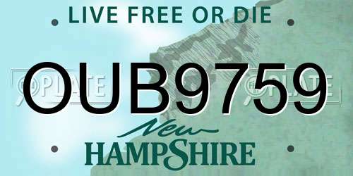 OUB9759 New Hampshire License Plate