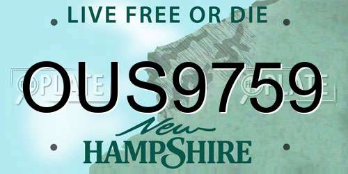 OUS9759 New Hampshire License Plate