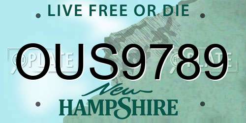 OUS9789 New Hampshire License Plate
