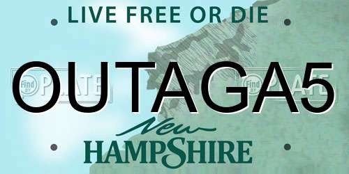 OUTAGA5 New Hampshire License Plate