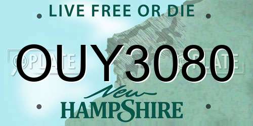 OUY3080 New Hampshire License Plate