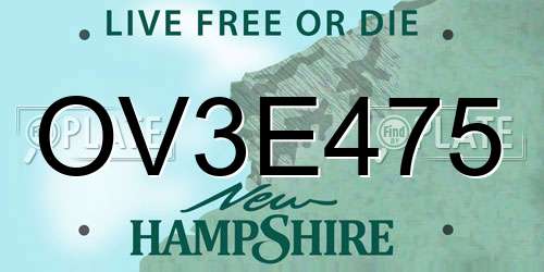 OV3E475 New Hampshire License Plate