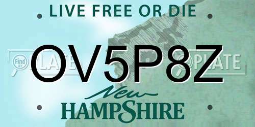 OV5P8Z New Hampshire License Plate
