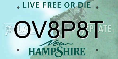 OV8P8T New Hampshire License Plate