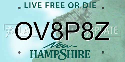OV8P8Z New Hampshire License Plate