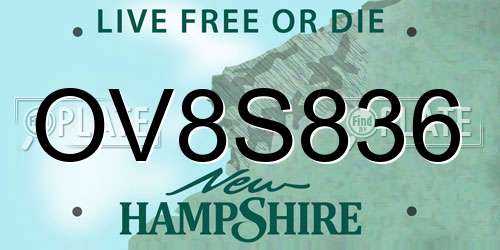 OV8S836 New Hampshire License Plate