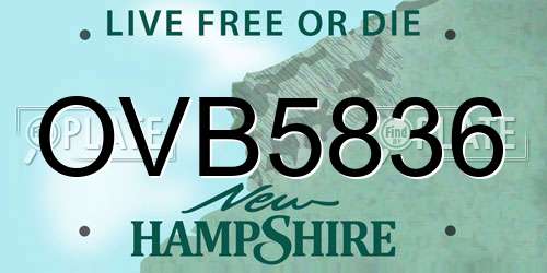 OVB5836 New Hampshire License Plate