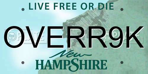 OVERR9K New Hampshire License Plate
