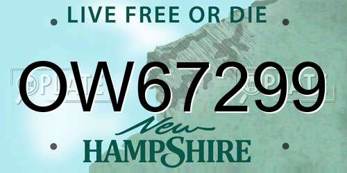 OW67299 New Hampshire License Plate